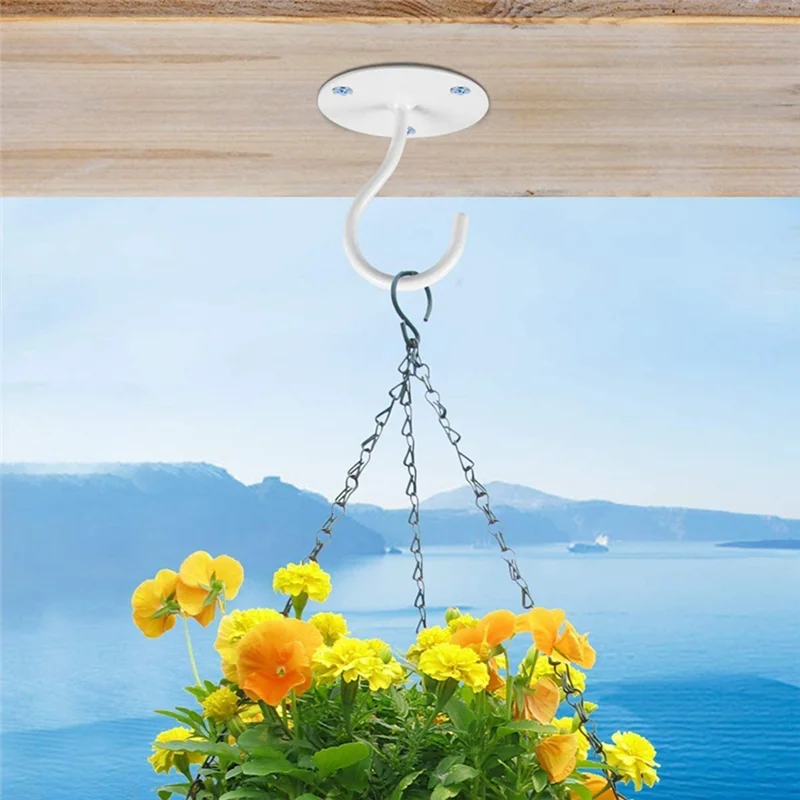 4 Pack Ceiling Hooks for Hanging Plants, Wall Mount Metal Hangers for String Light, Wind Chimes,Outdoor