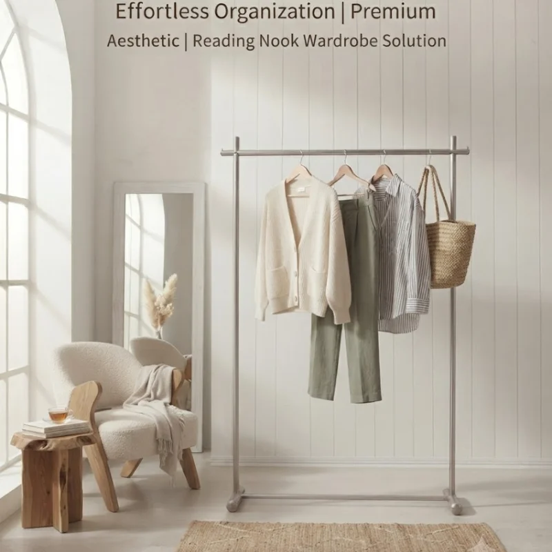 Home Inspired Brushed Metal Clothes Rack High Load Bearing Capacity with Scratch Resistant Surface for Boutique and Home Living