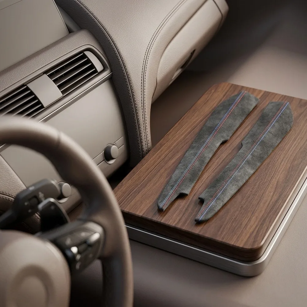 Trim Strips for Center Console Gear Side on For BMW X5 F15 2014-2018 Featuring Suede Texture and Stitched Design