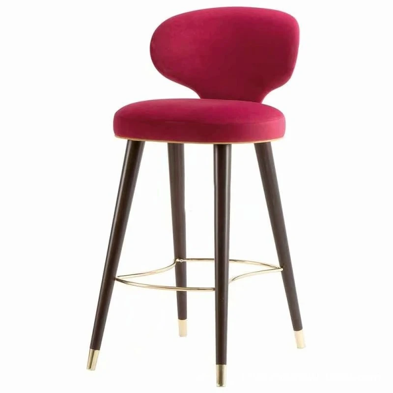 Massivholz-Stuhl mit Stoffrückenlehne, Casual-Barstuhl, Café-Stuhl, modischer, kreativer Hochstuhl