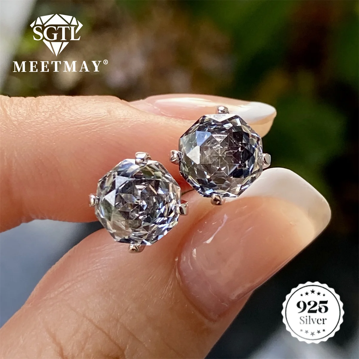 Bocarman Rose Cut Ohrstecker aus S925 Silber mit Paraiba Farbverlauf Zirkonia, Hypoallergener Glamouröser Schmuck für Sie – Detail 7