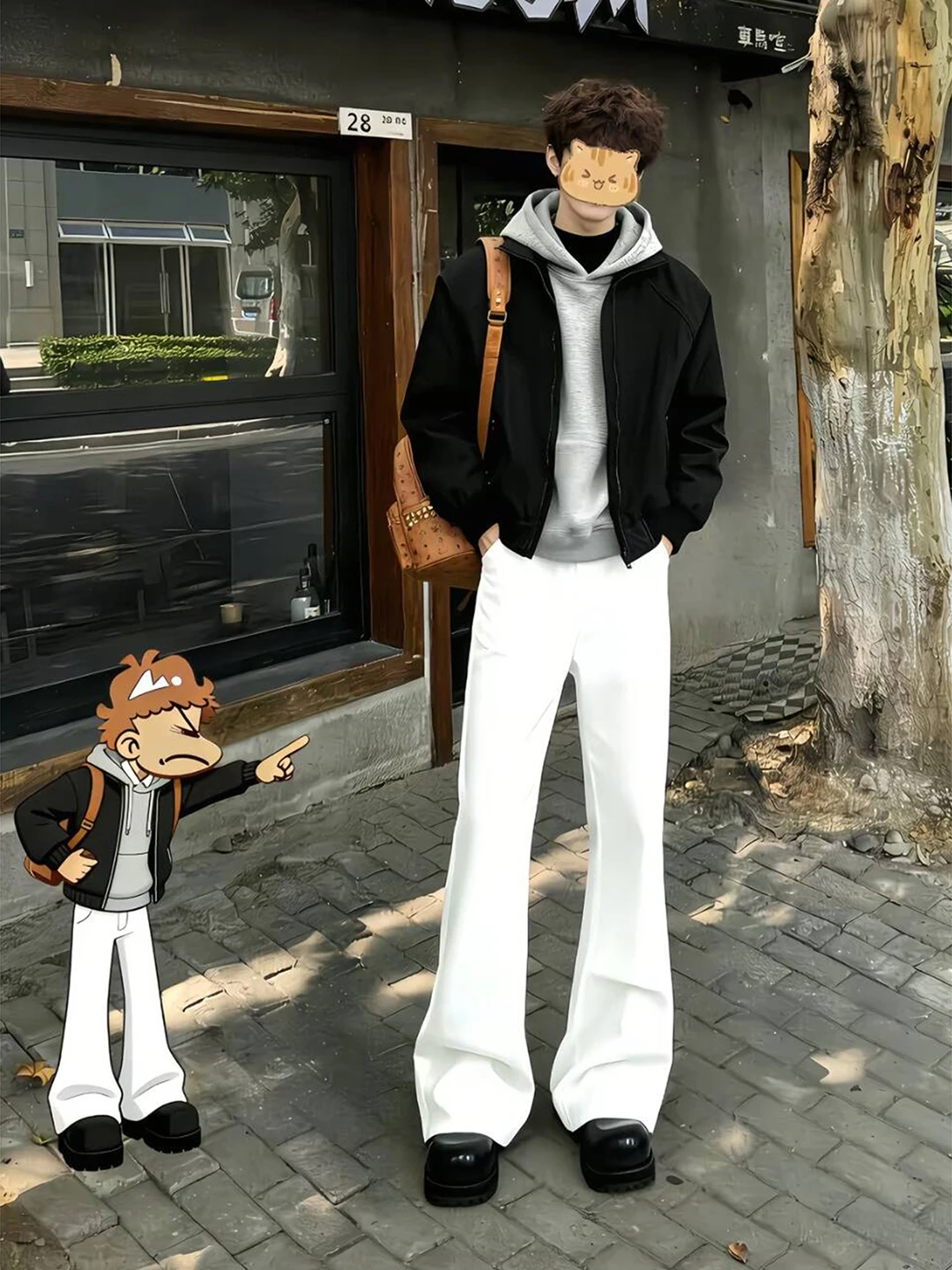 

Cleanfit White Men's Slim Straight Jeans mid Waist High Street Sle Spring Wear Durable Straight Leg Trousers