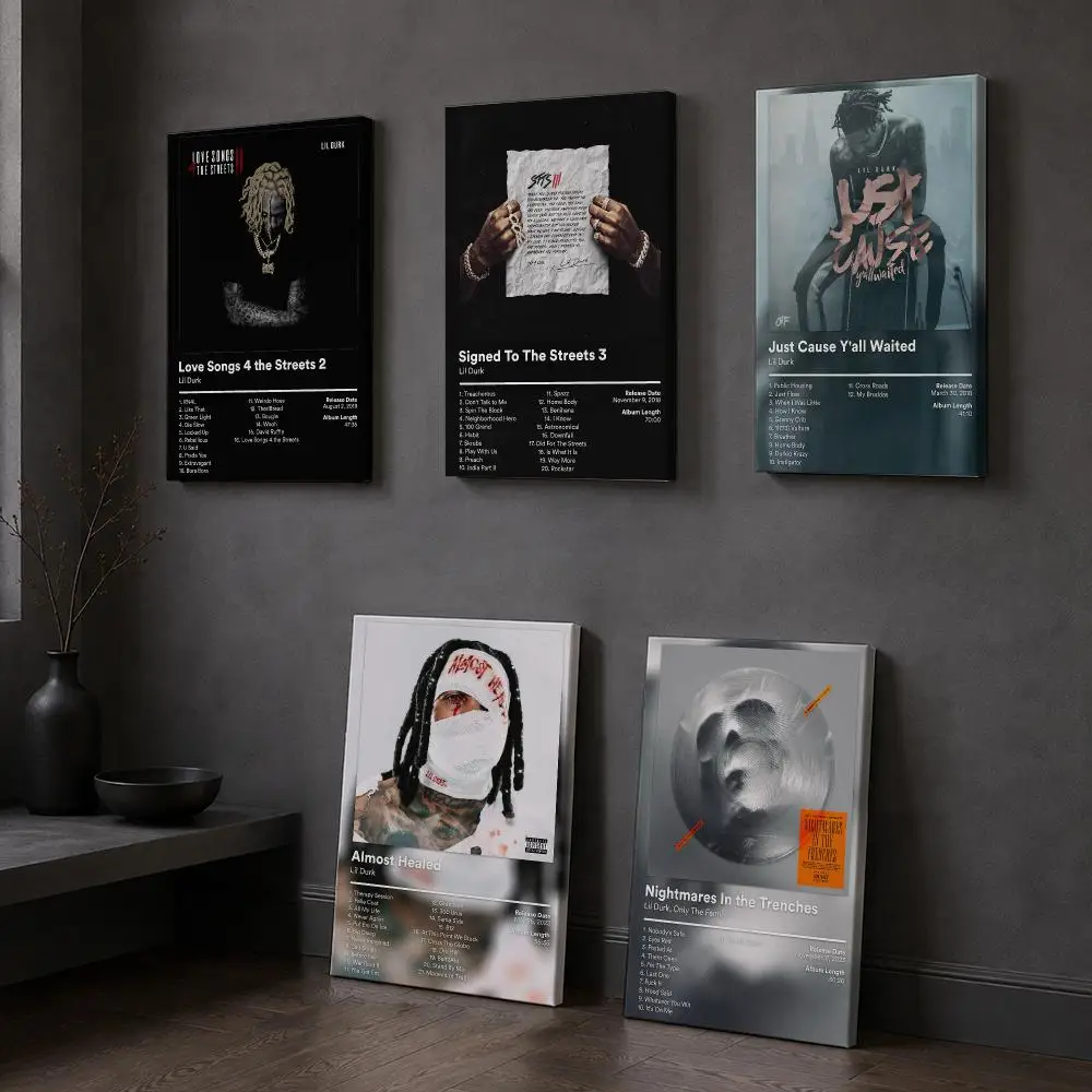 Cool Rapper L-Lil Durk Framed Wall Painting Wooden Framed Canvas Poster Wall Art HD Waterproof Print Home Decor