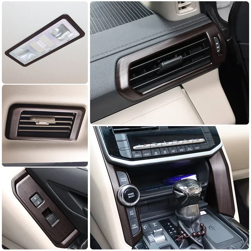 New For 2021-2024 Toyota Land Cruiser 300  High Configuration Peach Wood Texture Interior Accessories LC300 Upgraded Modificatio