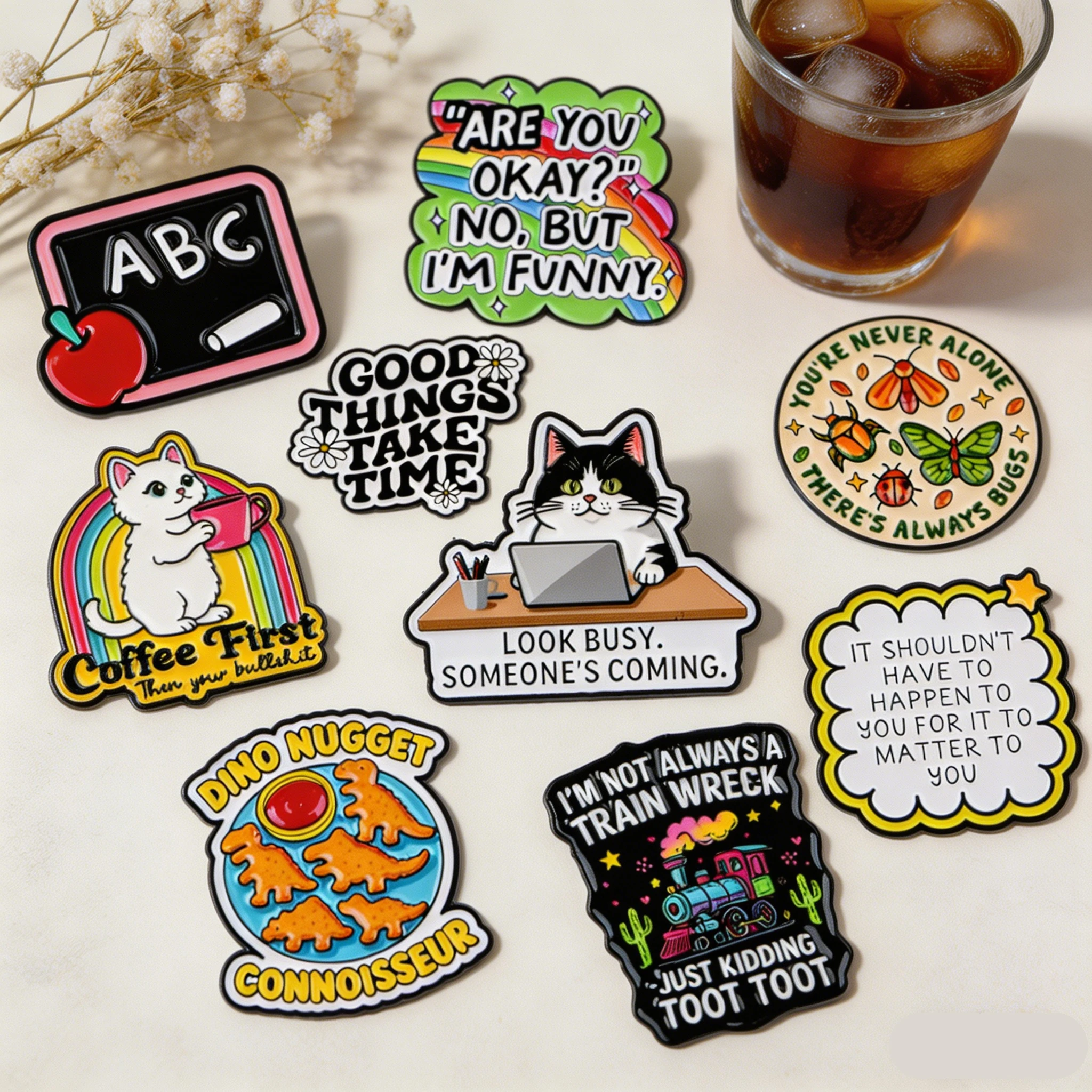 Social Black Cat Enamel Pin 