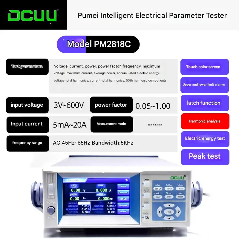 Smart 3-Phase AC/DC Power Analyzer with Harmonic Detection & Electrical Parameter Measurement