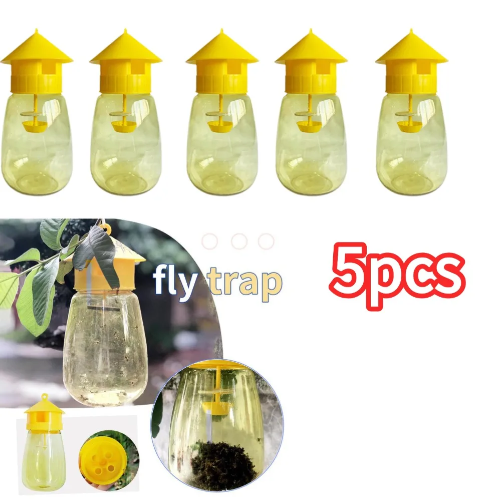 

5Pcs Fruit Fly Trap Killer Yellow Plastic Drosophila Trap Anti Fly Fruit Fly Killer Catcher Orchard Insect Trap Pest Control