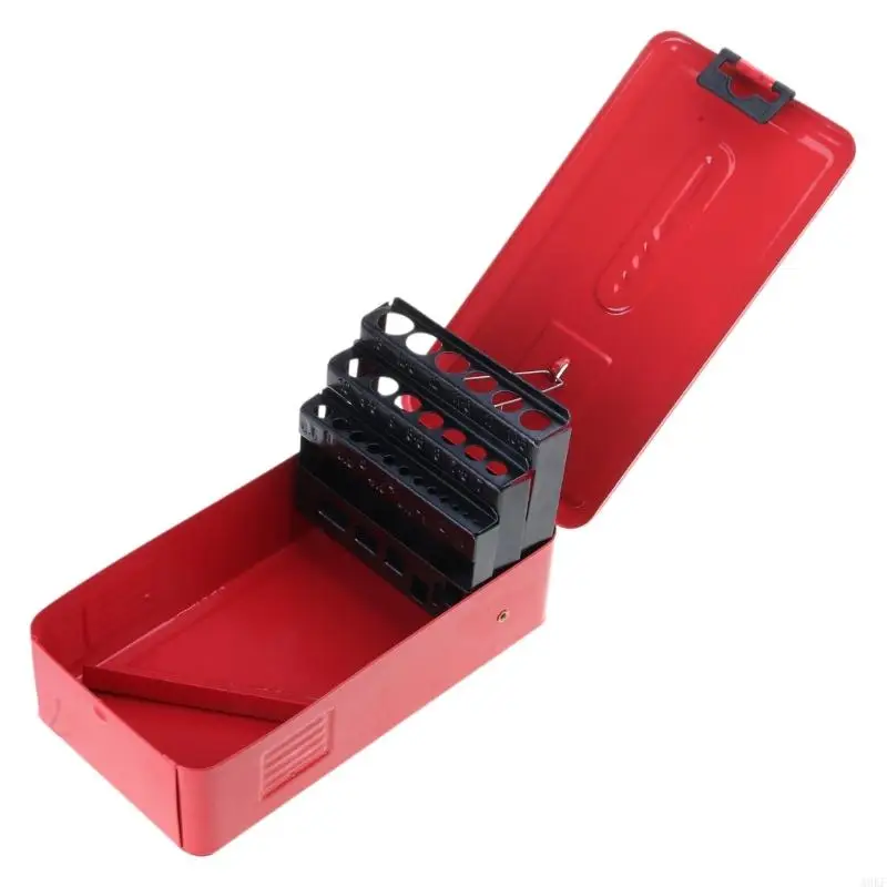 A0KF Iron Drill Bit Storage Case with Scale Marks Empty Drill Bit Box Easy Carry Metal Drill Bit Index Box Twist Drill Bit Hold