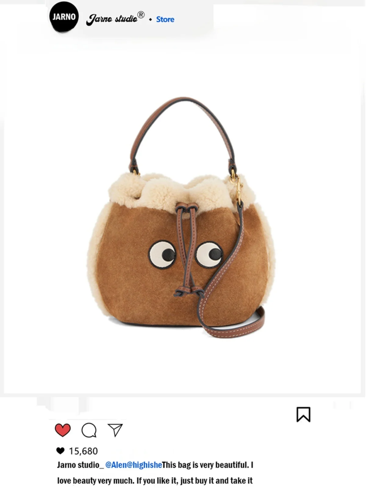 

Cute Eye Lamb Fur Buet Bag Plu Women's Handbag oulder Crossbody Bag Jarno Brand Faionable Printed Winter 2024