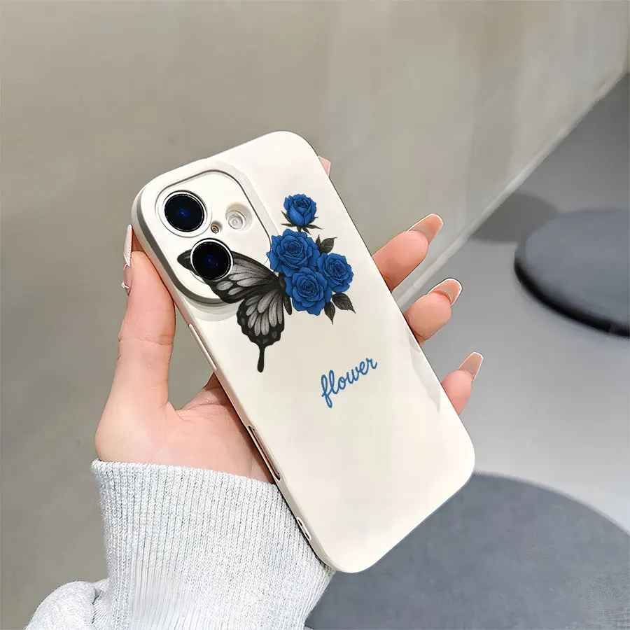 Чехлы для телефонов с рисунком бабочек и роз для iPhone 17–11 Pro Max Plus