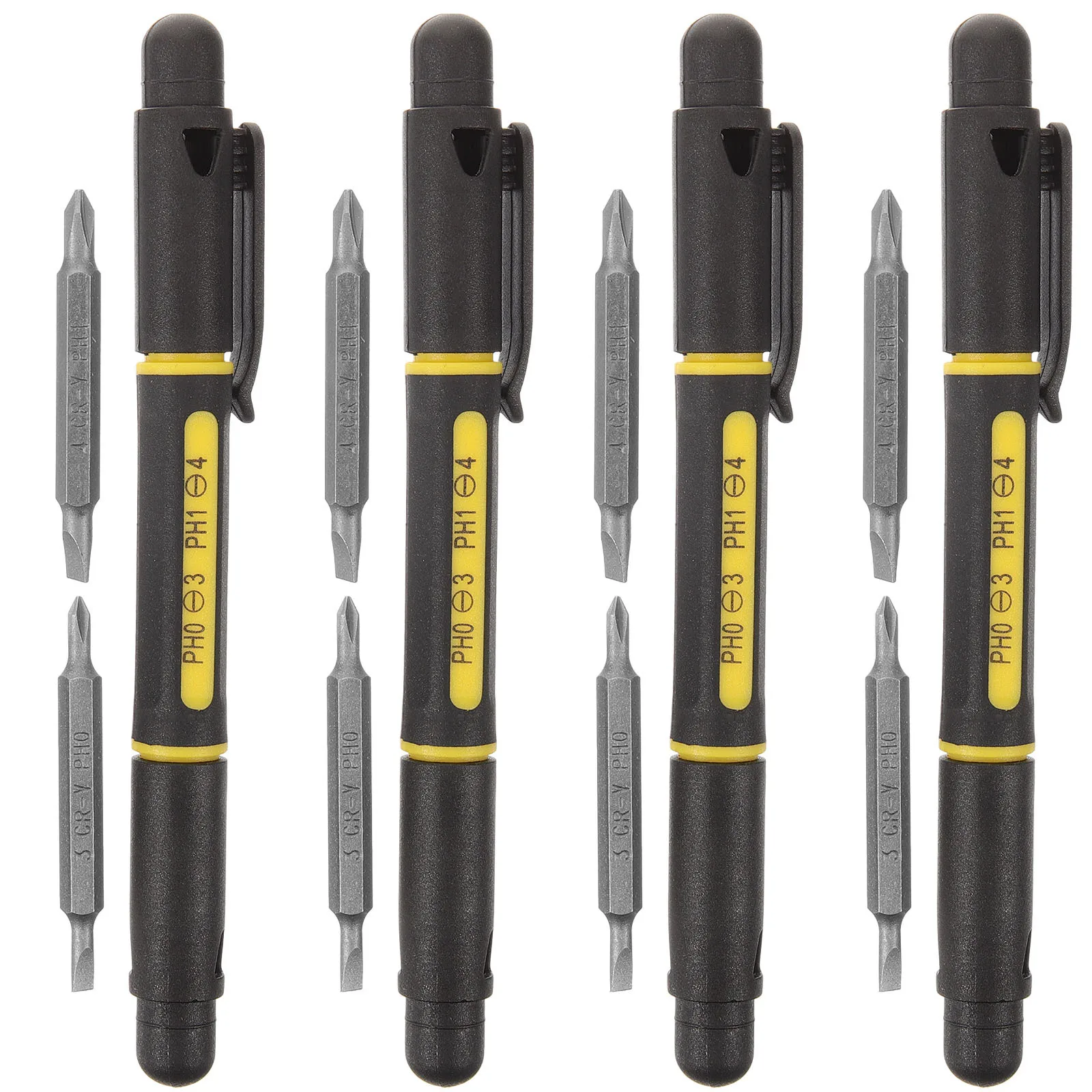 4 مجموعات قلم مفك براغي صغير نوع 4 في 1 ملحقات أدوات متعددة مفك براغي مدمج مزدوج الأطراف لتثبيت أداة يدوية محمولة