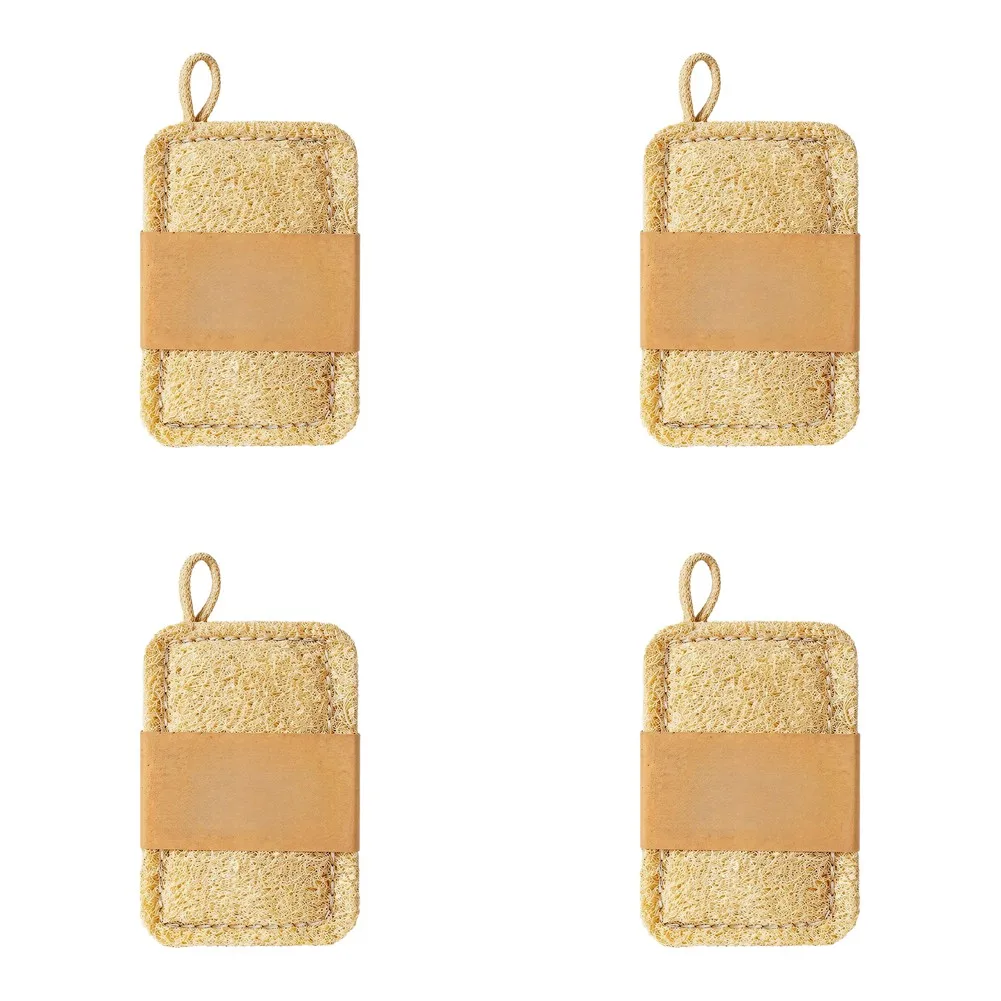 Loofah Dish Sponge Natural For Kitchen Cleaning Tool for Cookware and Utensils 8 cm by 13 cm for beige 4 pieces 8 pieces