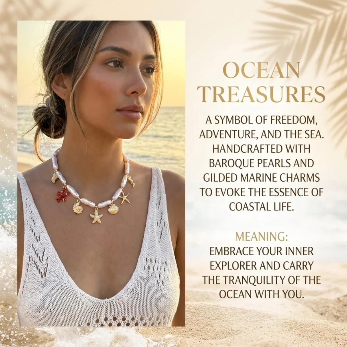 Boho Seestern Muschel Seepferdchen Hummer Anhänger Halskette für Damen und Herren, unregelmäßige Imitationsperle, Ozean-Strand-Choker-Schmuck – Detail 10