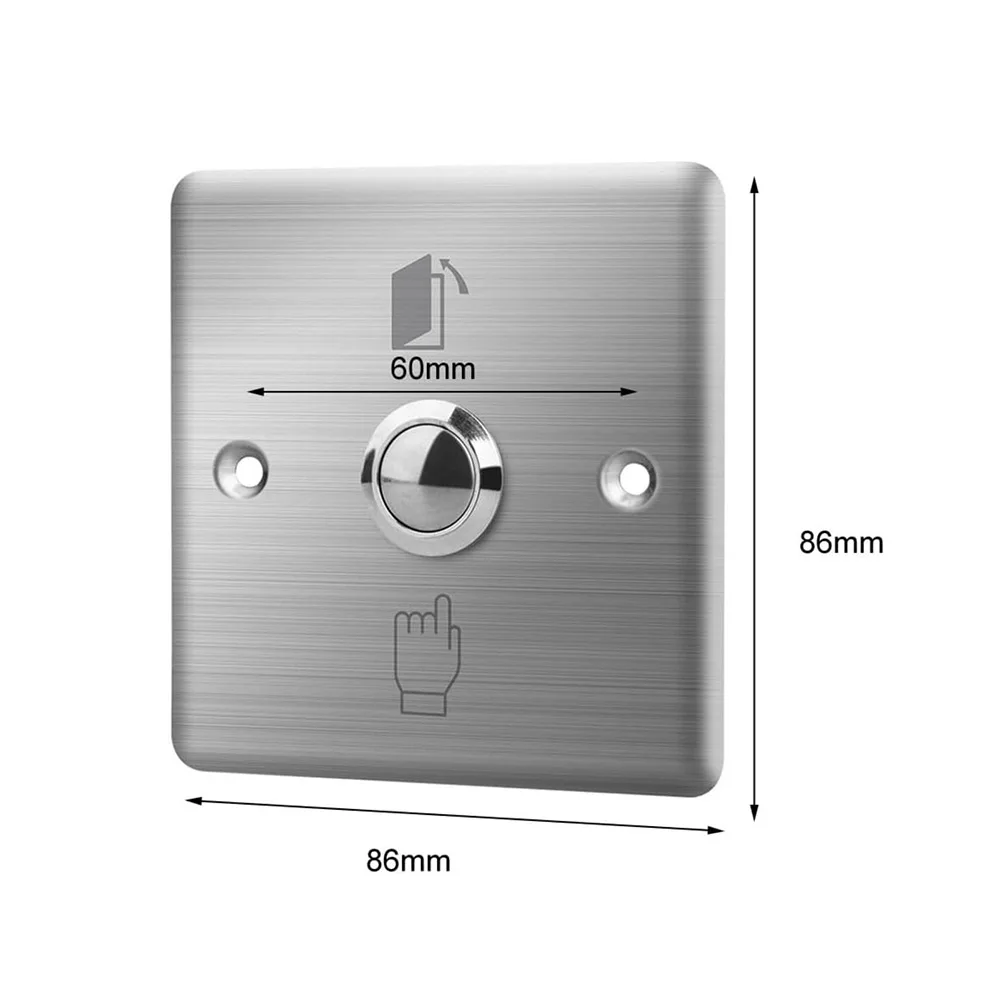 86x86mm Stainless Steel Doorbell Push Button Surface-Mounted Outdoor Weatherproof NO Contact for Intercom Systems