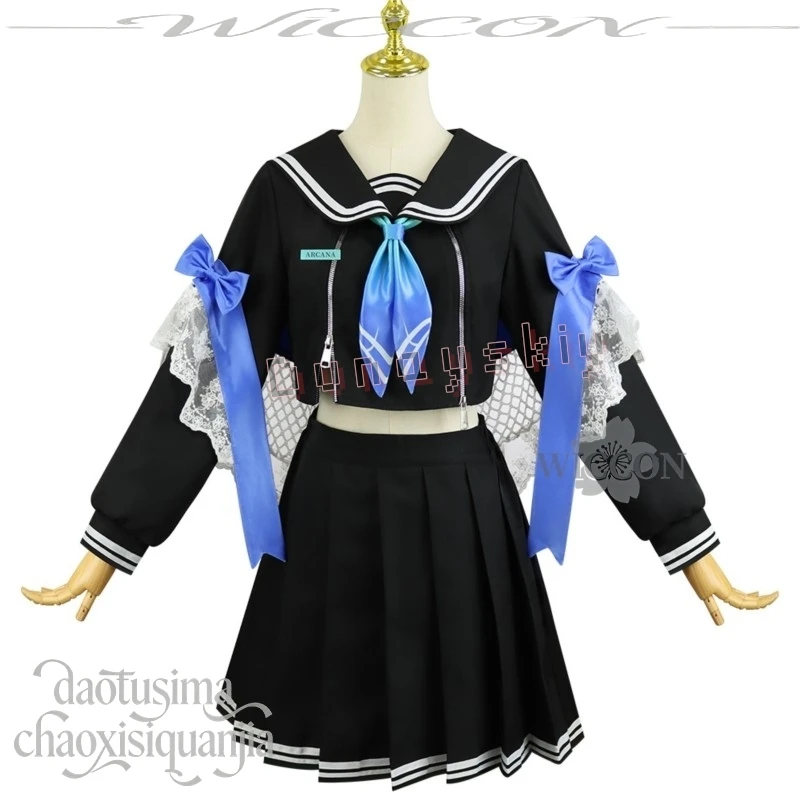 Arcana: Fortune Mate New Event Cropped Sailor Uniform With White Stripes Dress Wigs Game GODDESSS Anime VICTORYSS Cosplay Kawaii view 6