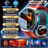 NFC Airbag type Smart Watch Air Pump Blood Pressure ECG Blood Oxygen Watches Sapphire Glass Call Health Nursing grade SmartWatch