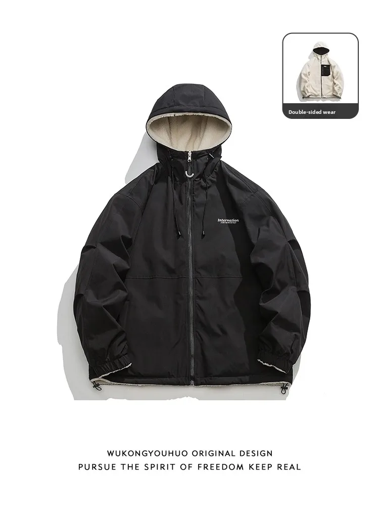 

Теплый бархатный хлопковый джемпер с капюшоном, мужское свободное пальто для пар, морозостойкое хлопковое пальто, верхняя одежда, модная брендовая молодежная повседневная одежда в стиле ретро