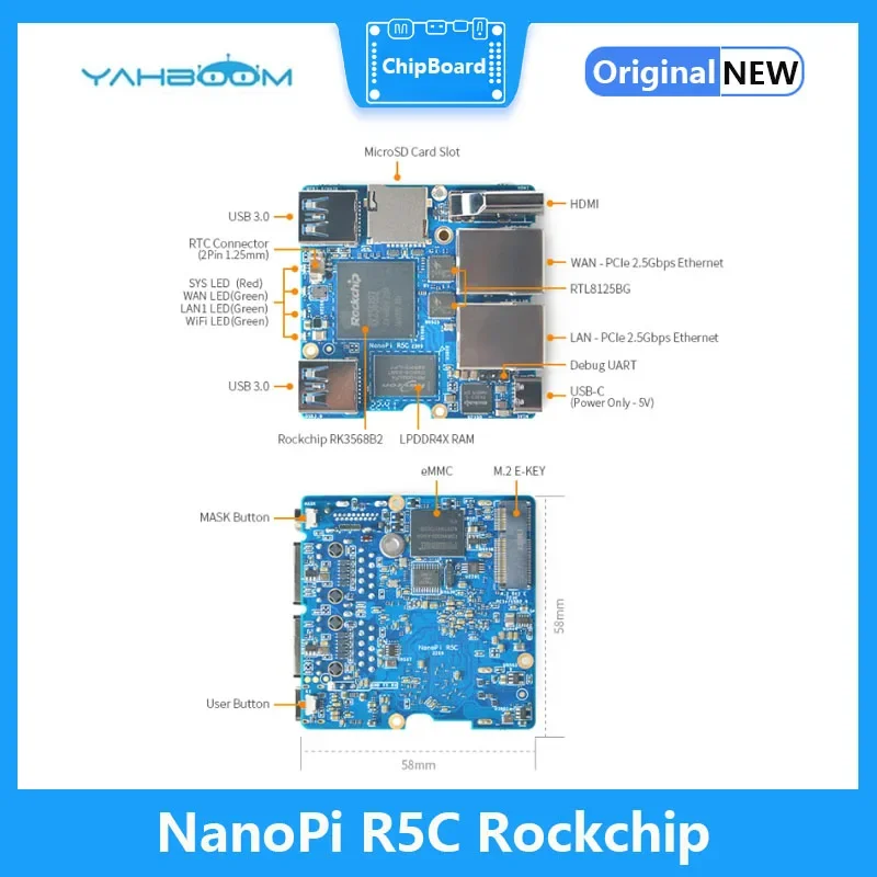 Imagem -04 - Rockchip Rk3568 Dupla Porta Ethernet 2.5g Módulo M.2 Wifi Hdmi2.0 Linux Openwrt Debian Ubuntu Suporte Nanopi-r5c