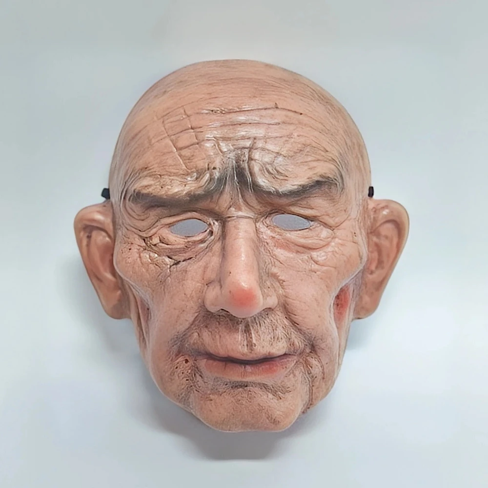 Máscara De Látex Realista De Anciano – Máscara De Cabeza Completa Con Pelo Blanco Y Barba – Disfraz De Halloween, Cosplay Y Fiestas Temáticas – Talla Única – Aprox. 38.5 X 27 X 21.5 Cm