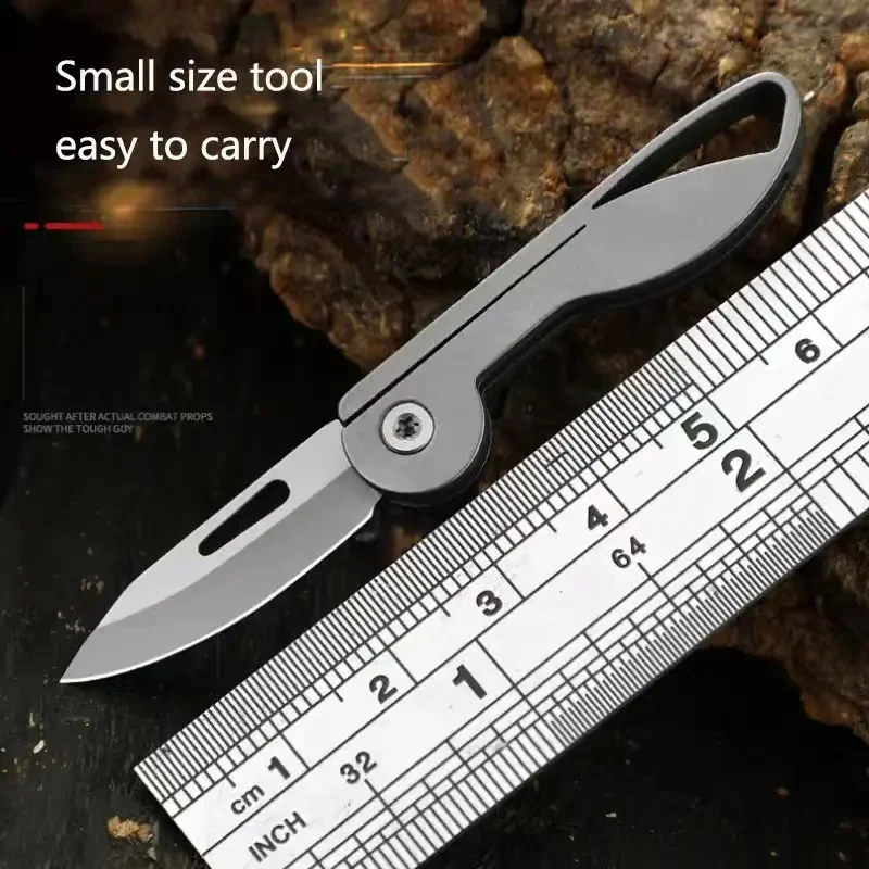 Titanium Alloy Sharp Folding Knife Titanium Mini Knife Gift Outdoor Camping Knife Edc Keychain Pendant Unpacking Express Opener