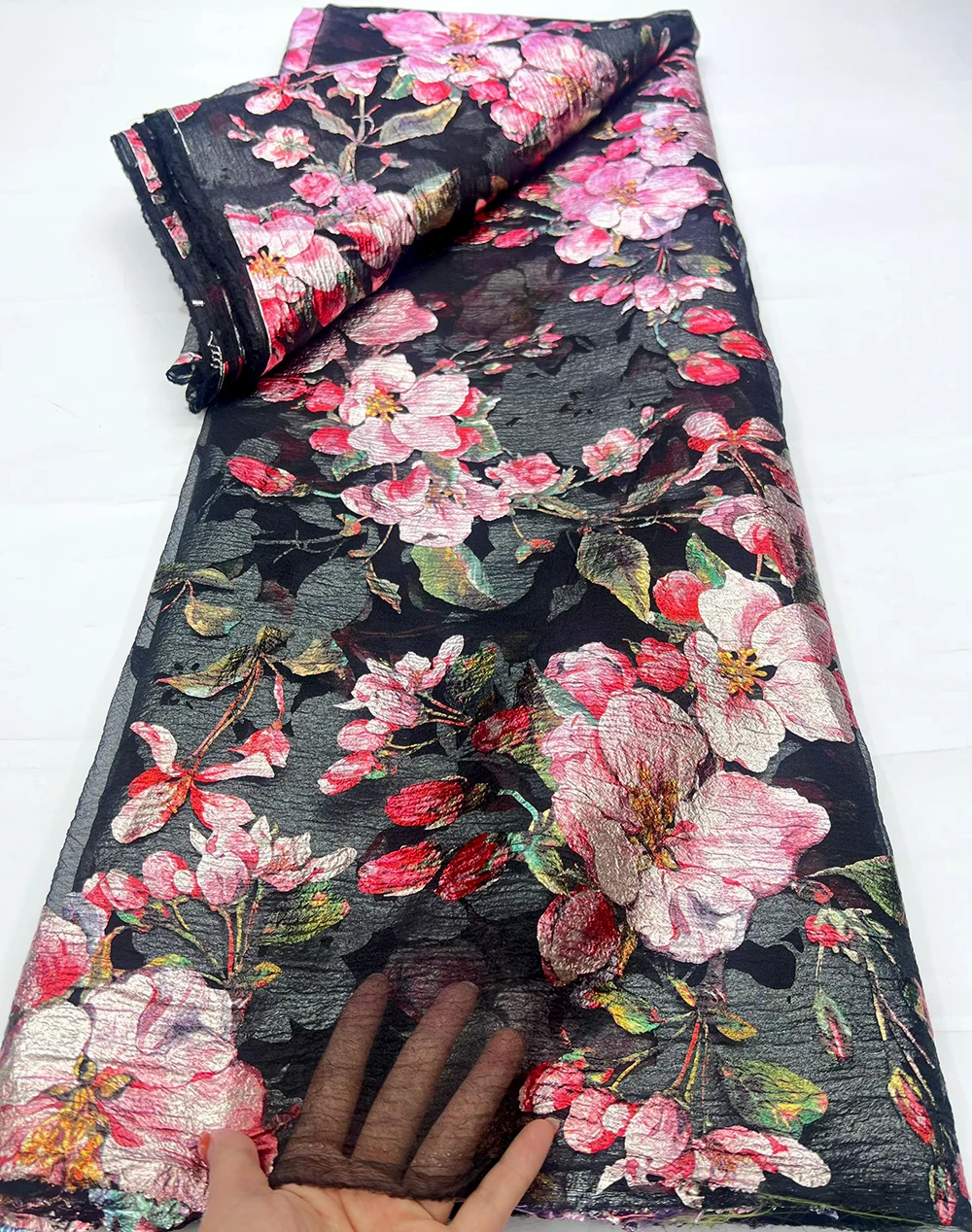 

2026 African Jacquard Brocade Lace Fabric High Quality Nigerian Organza Guipure Embroidery Fabric For Party Dress Gown 5 Yards