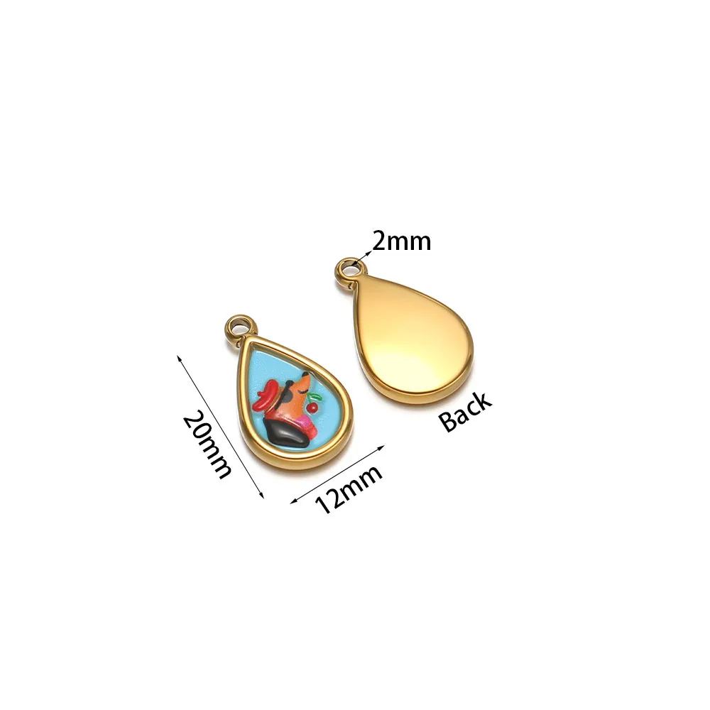 4 Stück Edelstahl-Emaille-Geometrie-Anhänger, niedliche Cartoon-Anhänger für DIY-Schmuck, Halsketten, Armbänder, Ohrringe und Zubehör – Detail 1