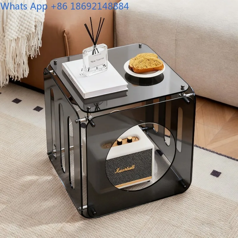 

Acrylic Transparent Side Table Movable Sofa Living Room High-End Creative Minimalist Cat Bed Coffee Table