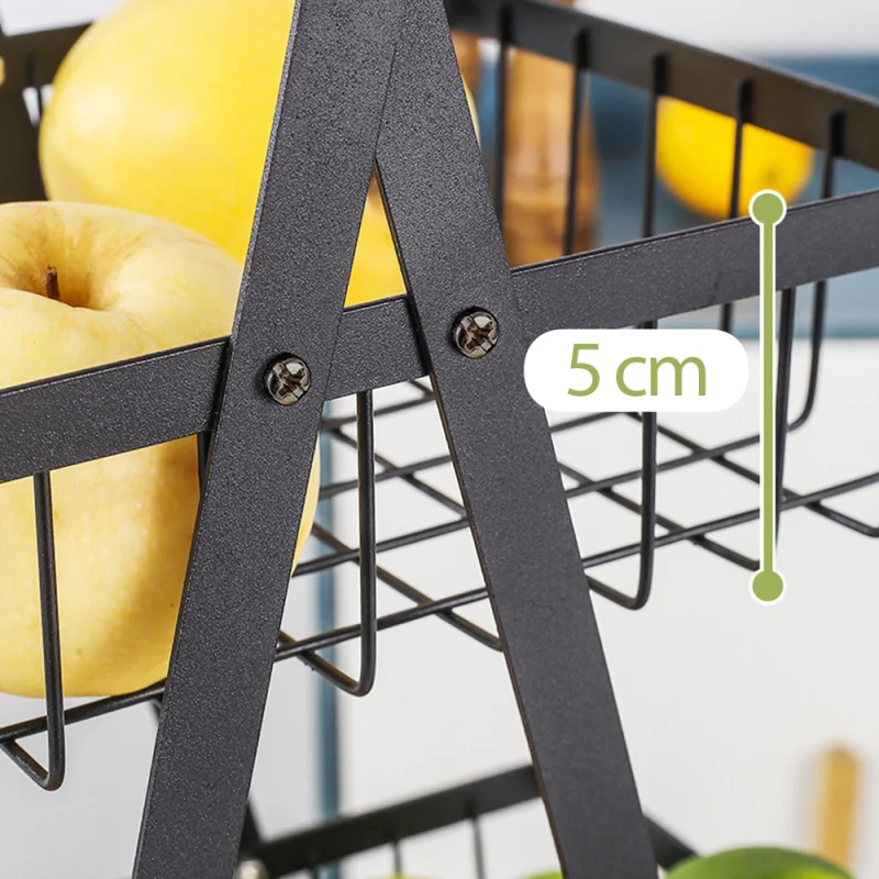 Fruit Storage Basket 2/3 Tiers Vegetable Basket Bowl Iron Folding Dish Rack Food Tableware Kitchen Organizer