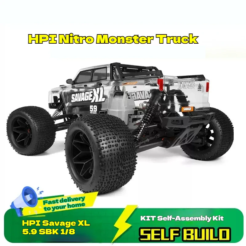 

HPI RC Car Savage XL 5.9 Nitro 4WD 1/8 Scale Monster Truck Off-Road Truck SBK Self Build Kit Chassis Kit 160550