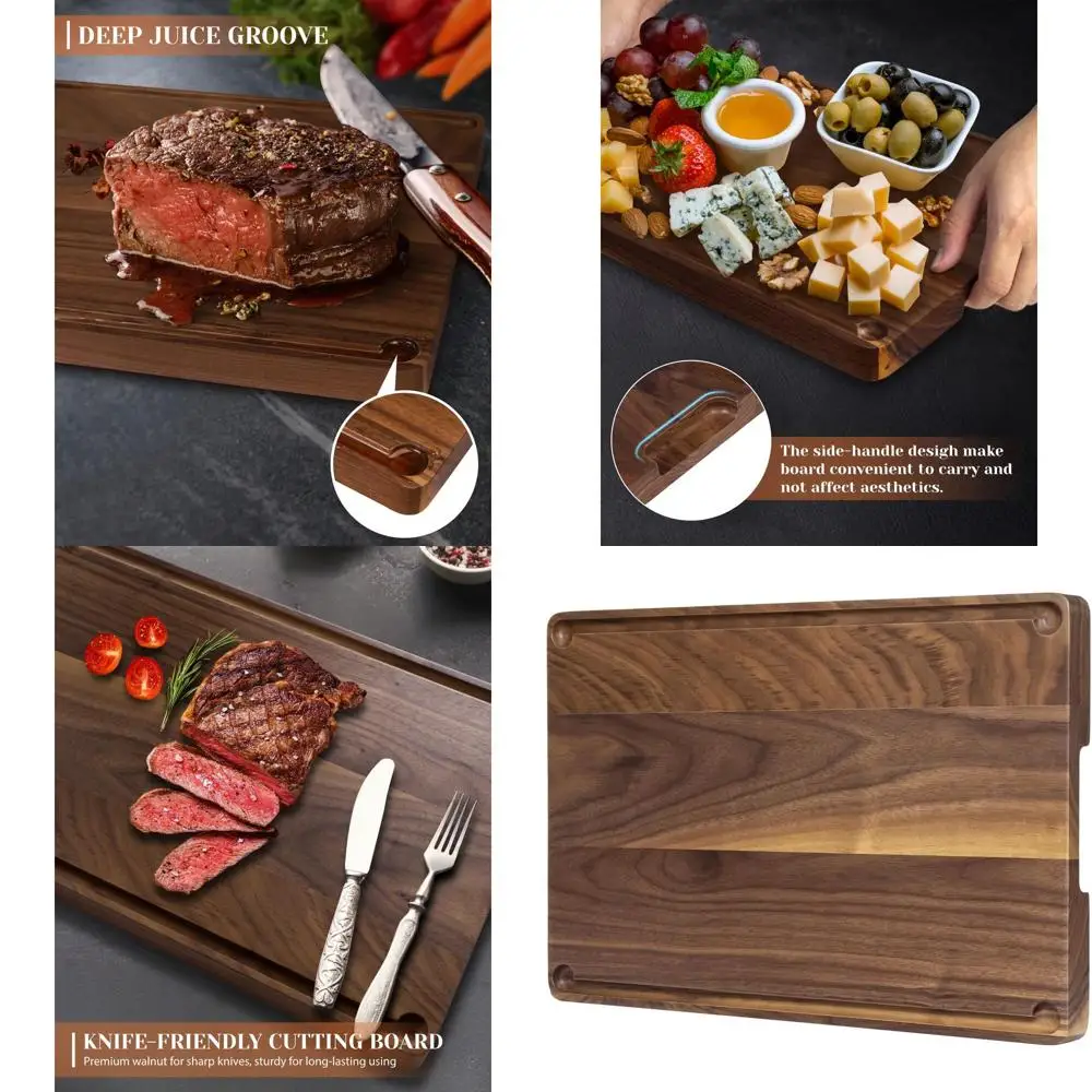 

American Black Walnut Reversible Cutting Board, 17x11, with Juice Groove, Ideal for Kitchen and Festivals