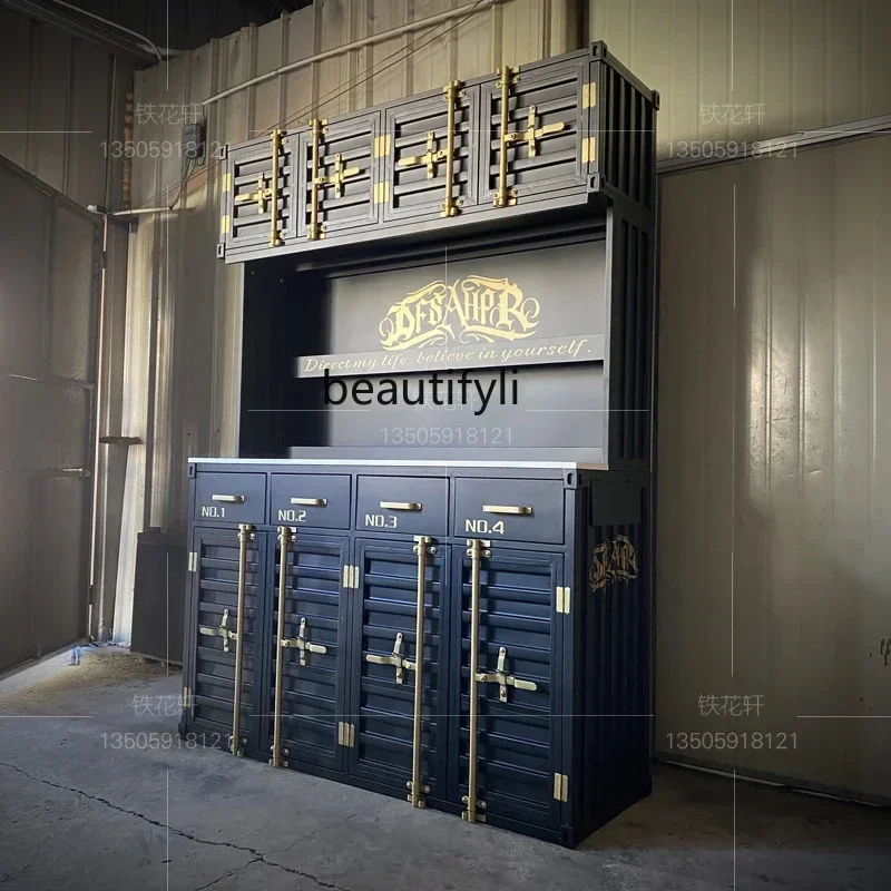 

xzzIndustrial style retro wine cabinet display American restaurant bar container storage cabinet