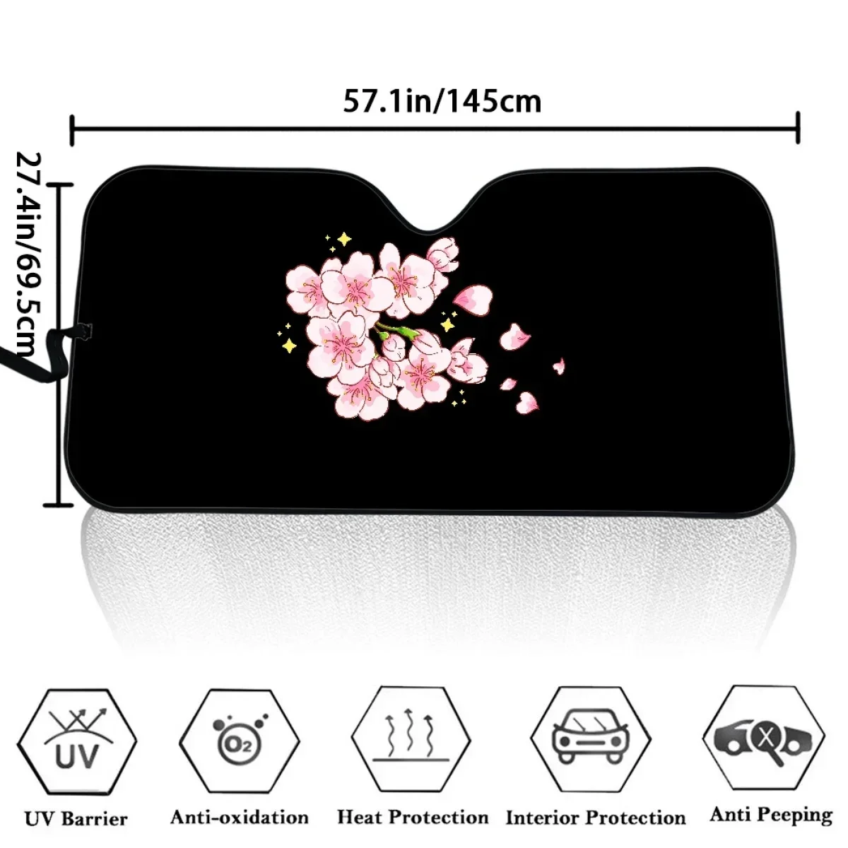 سيارة الشمس قناع الوردي زهر الكرز الطباعة Sunsha سيدان دائم اكسسوارات السيارات الداخلية عاكس الحرارة الزجاج الأمامي يغطي #5