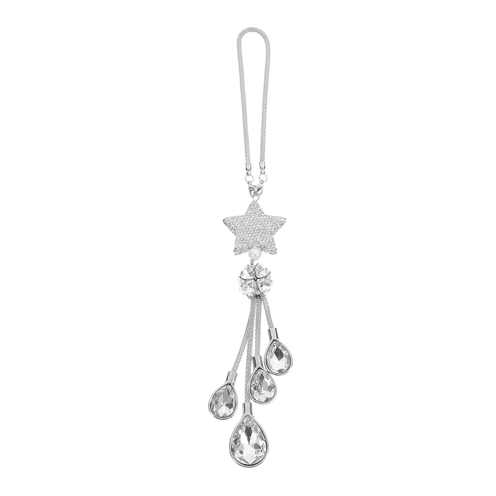

Crystal Drill Hanging Pendant Rearview Mirror Decor Iron Material Charm Accessories Car Charm For Rearview Mirror Car Interior