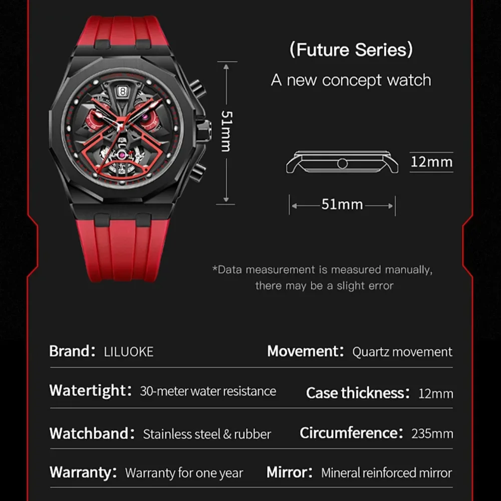 LILUOKE 9003 Top Mens Watch Star Wars Sports Luminous Chronograph Calendar Luxury Waterproof Quartz Watches for Men Reloj Hombre