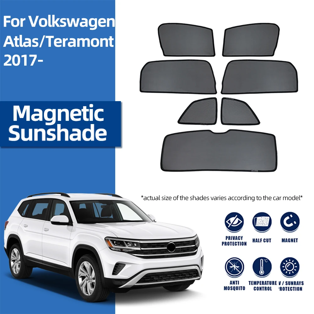 

For Volkswagen VW Atlas SUV 2017-2024 Magnetic Car Sunshade Shield Front Windshield Curtain Rear Side Baby Window Sun Shade