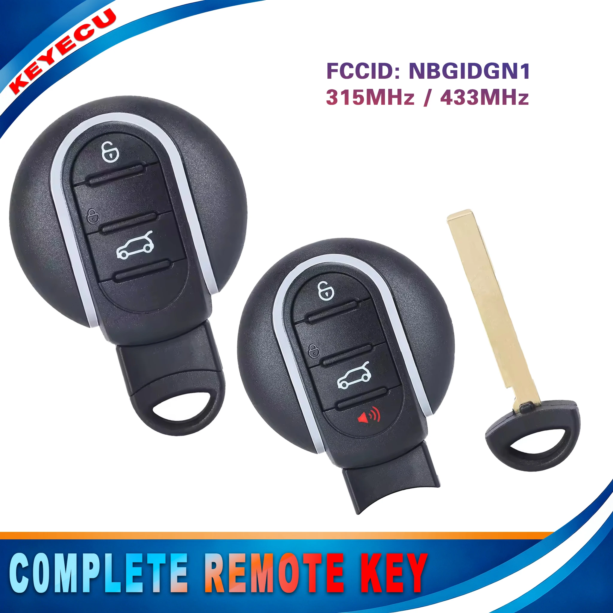 KEYECU NBGIDGNG1 315/433MHz ID49 Chip Smart Remote Key Fob for BMW MINI Cooper Clubman Countryman F54 F55 F56 F57 F60 2014‑2018
