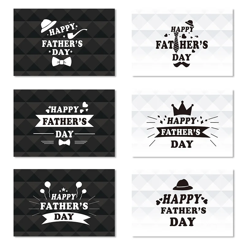6pcs/Set High-End Father's Day Card Set Foldable Greeting Cards with Envelopes Gift for Dad Grandpa Husband