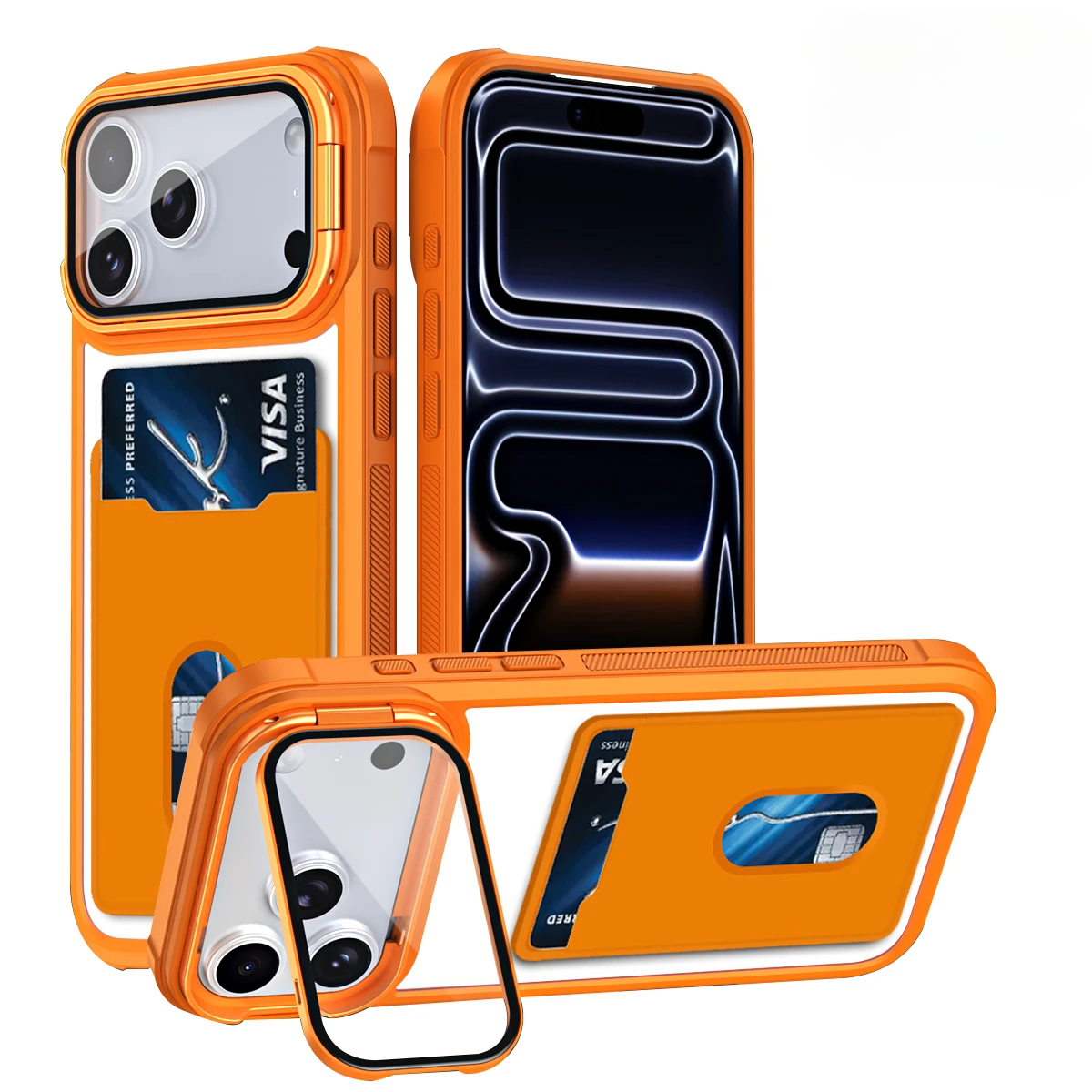 Acryl-Kartenhalter, Kameraständer, transparente Handyhülle für iPhone 17 Air 16 15 Plus 14 13 12 11 Pro Max, stoßfeste Halterungsabdeckung