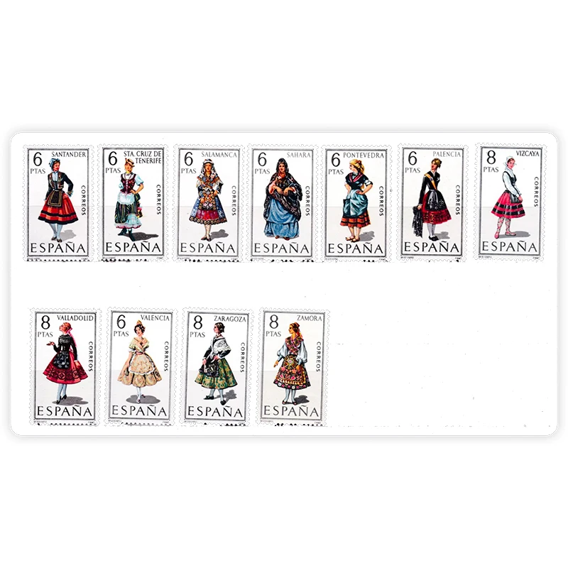 53Pcs/Set MNH Spain Post Stamp 1967-71 National Dress Costume Postage Stamps