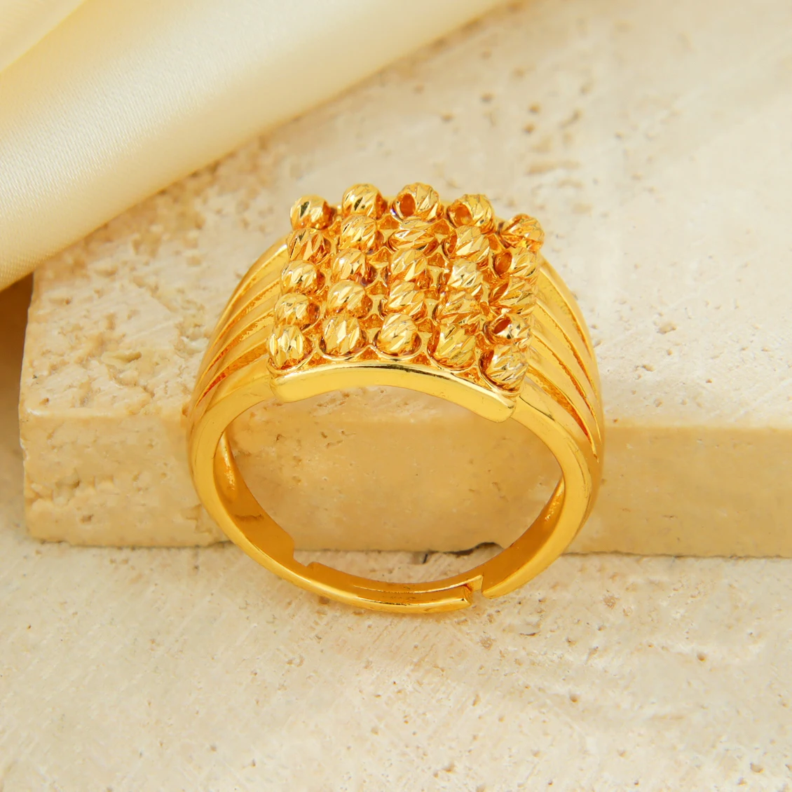 Arabische Mode Unregelmäßige Perlenringe 24k Vergoldet Nigeria Braut Hochzeitsring Dubai Damen Arabesque Vintage Schmuck Geschenke – Detail 9