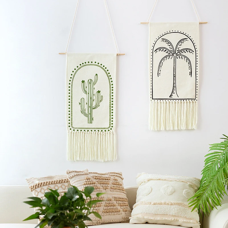 Boho Macrame Hanging Tapestry Handmade Tassels Plant Fabric Blanket Dorm Hotel Wall Cover Decoration Home Stay Aesthetic Decor