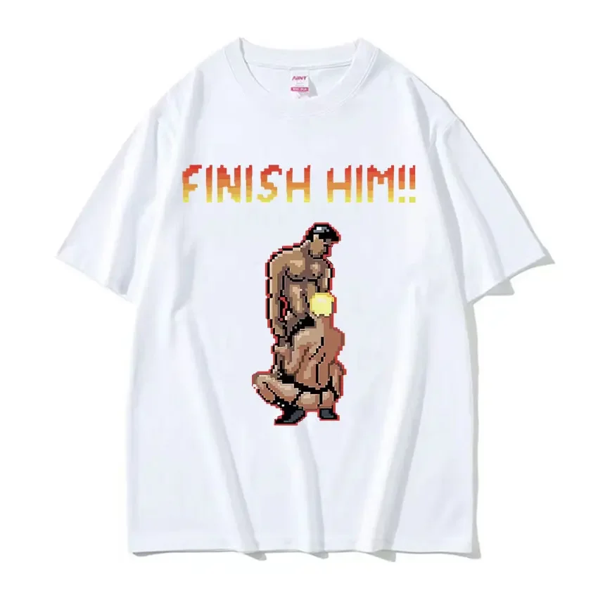 

Summer men Finish Him Gayming 8-bit Gay gay print T-shirt Fashion clothing 100% pure cotton top