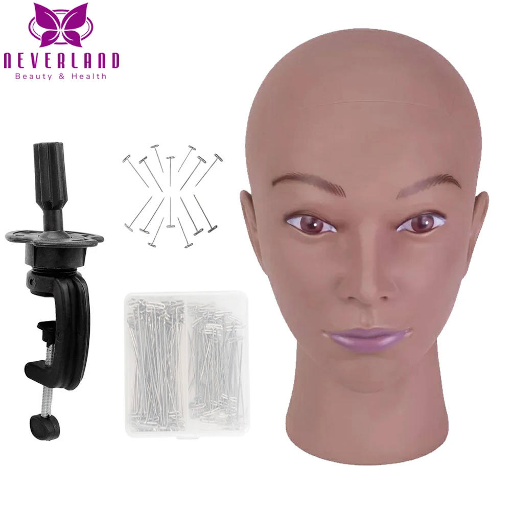 

Wig Stand with Head 20" African Mannequin Head Making Hat Display Cosmetology Manikin Training Head for Makeup Practice Head