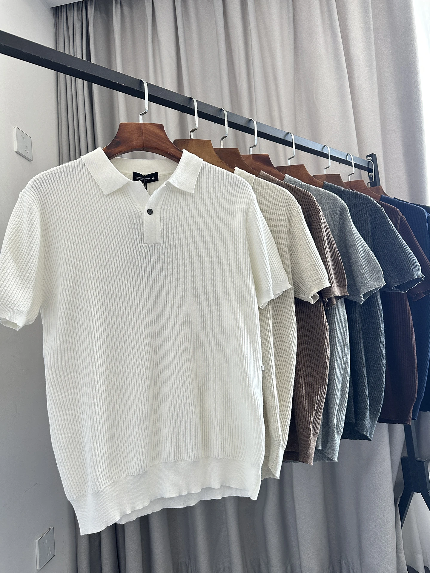 Men's Comfortable Breathable Knitted  Shirt Short Sleeve Flip Collar Cotton Blend Spring Summer Fashion Casual Wear