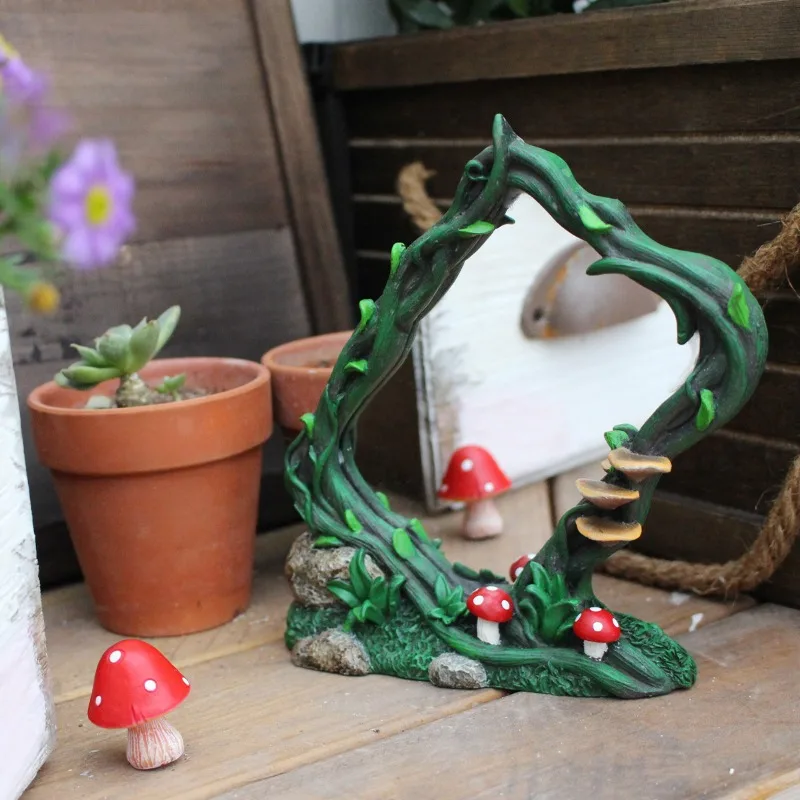 Handmade Resin Vine Square Makeup Mirror Elegant Vanity Table Decor with Natural Tree Vine Design Perfect Housewarming Gift