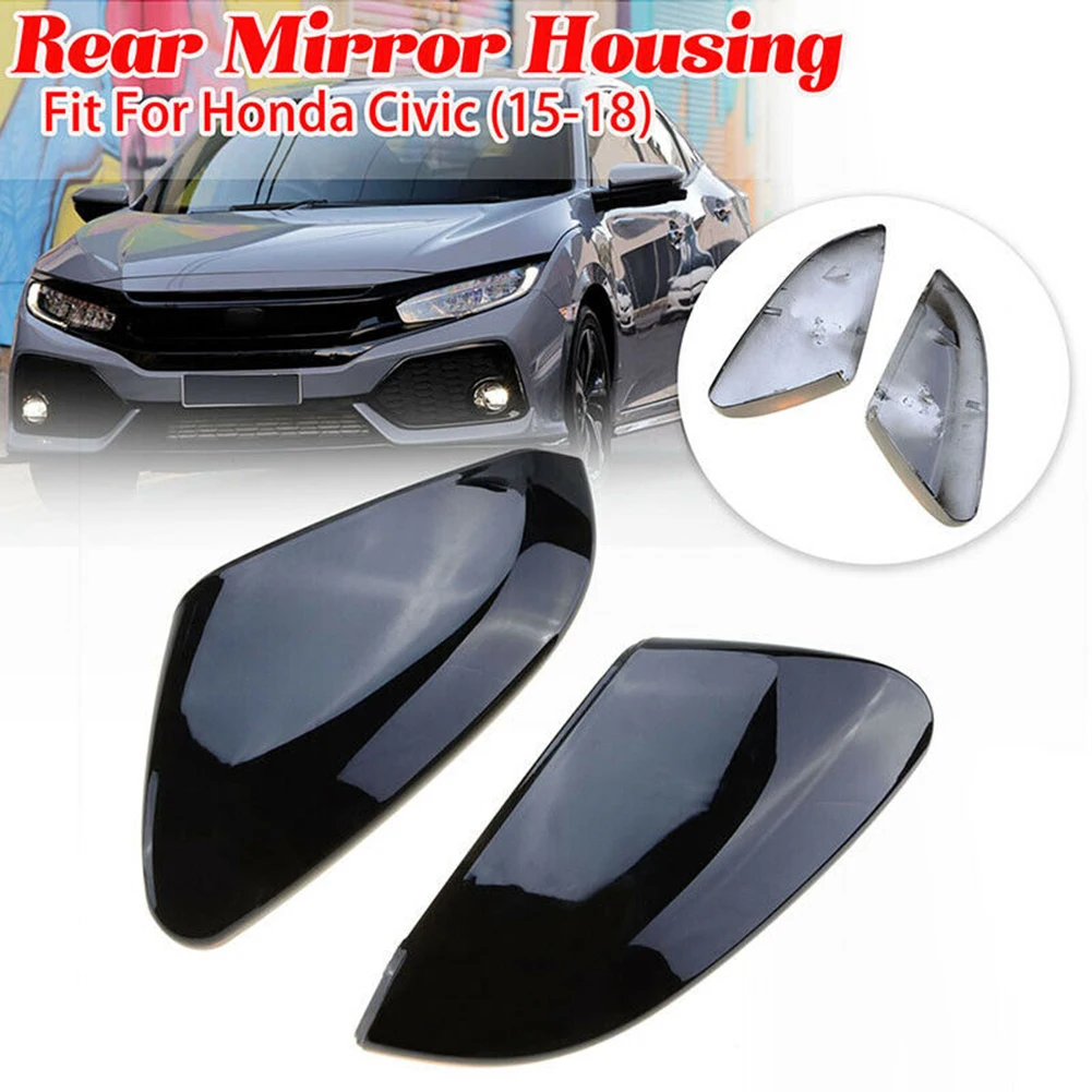 Mirror Cap Kits Glossy Black Mirror Covers for Honda Civic 10th Generation 2016 2021 Left & Right Side Included