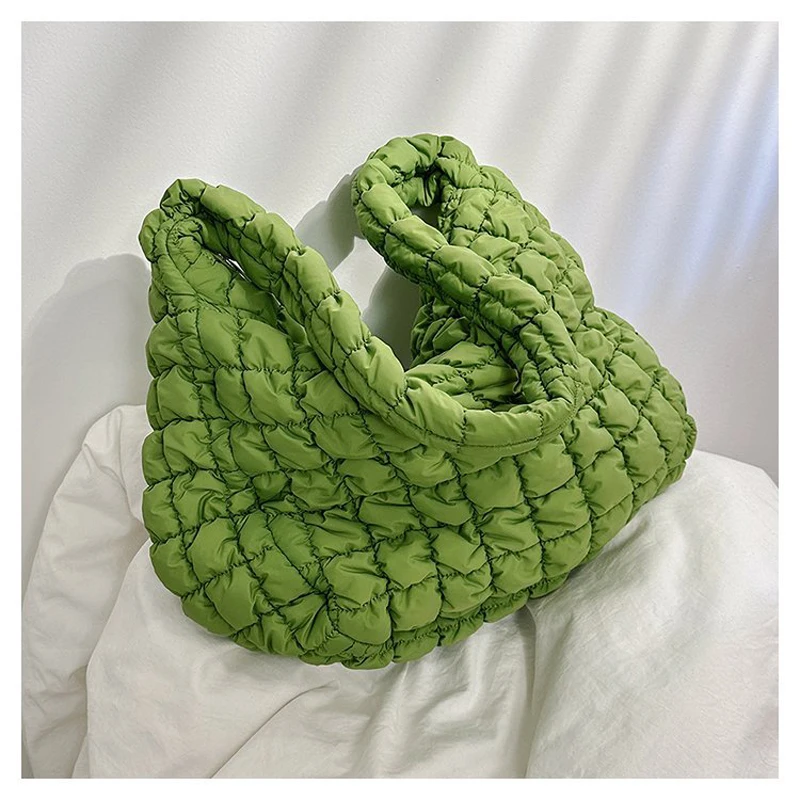 Hobo Cross Bag for Women Down Jacket Fabric Pleated Underarm Bags Party Shopping Casual Versatile Shoulder Cosmetic Bag
