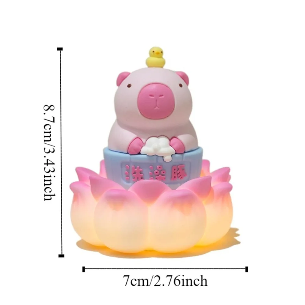 Lotus Base Capybara Figure Toys Figure with Lights Simulation Capibara Model Cute Cartoon Capybara Animals Figures Kid Toy