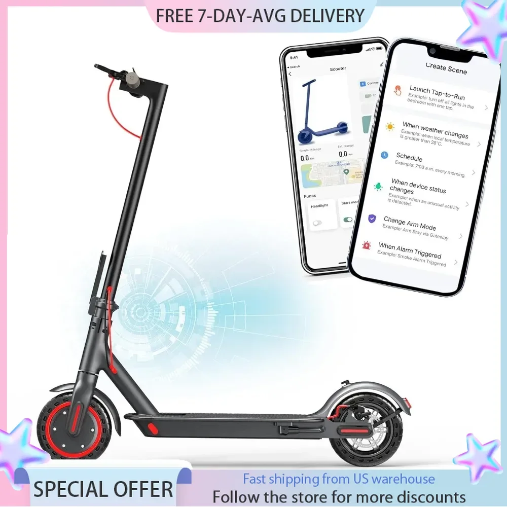 Electirc scooter- 350W Motor, 8.5'' Solid Tire, Max 21 Miles Range, Max 19 MPH Speed, Folding Commuting Electric Scooter Adults