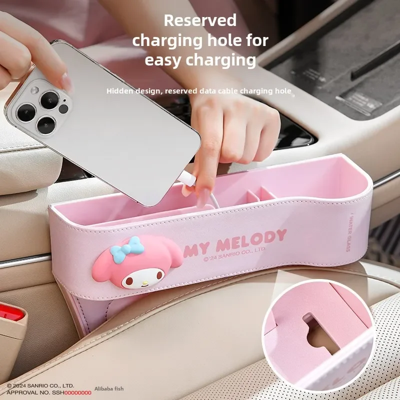 Nuevo organizador de costura de asiento de coche Kawaii Sanrio Hello Kittys, organizador de coche de dibujos animados de Anime, bolsillo de costura de asiento, accesorios de coche, regalos